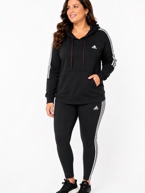 Adidas Black Hoodie with White Shoulder Stripes